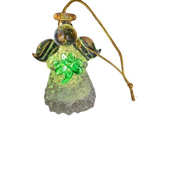 Vtg Lot of 4 Glass Angel Ornaments Christmas Color Changing Gold Green Clover - Picture 6 of 14